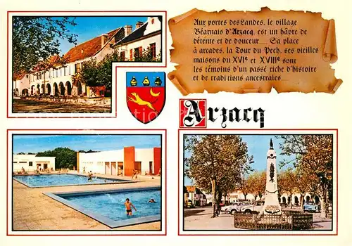 AK / Ansichtskarte Arzacq Arraziguet Le village Bearnais dArzacq Swimmingpool Brunnen Arzacq Arraziguet