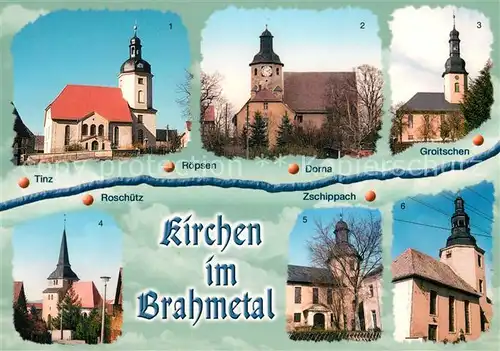 AK / Ansichtskarte Roepsen Kirchen im Brahmetal Tinz Roschuetz Dorna Zschippach Groitschen Roepsen