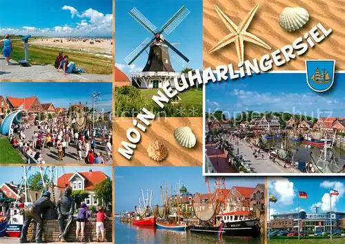 AK / Ansichtskarte Neuharlingersiel Strand Windmuehle Hafen  Neuharlingersiel