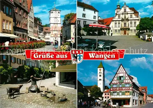 AK / Ansichtskarte Wangen_Allgaeu Pfaffenturm Rathaus Marktplatz Antoniusbrunnen Rathausturm Wangen Allgaeu