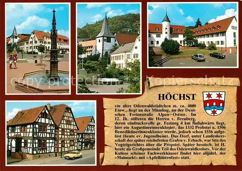 AK / Ansichtskarte Hoechst_Odenwald Brunnen Marktplatz Augustinerinnenkloster Fachwerkhaeuser Hoechst_Odenwald