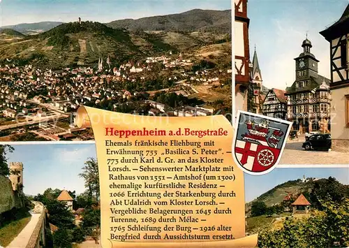 AK / Ansichtskarte Heppenheim_Bergstrasse Panorama Rathaus Burg Heppenheim_Bergstrasse