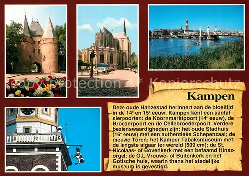 AK / Ansichtskarte Kampen_Niederlande Koornmarktpoort Broederpoort en de Cellebroederpoort Oude Stadhuis Kampen_Niederlande