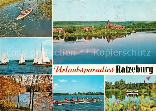 AK / Ansichtskarte Ratzeburg Segelboote Kanuten Panorama Ratzeburg