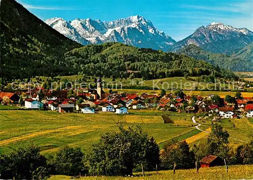 AK / Ansichtskarte Ohlstadt gegen Zugspitzgruppe und Kramer Ohlstadt