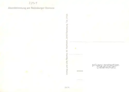 AK / Ansichtskarte Ratzeburg Abendstimmung am Ratzeburger Domsee Inselstadt Naturpark Lauenburgische Seen Ratzeburg