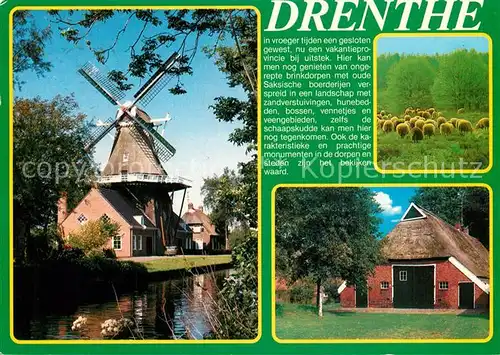 AK / Ansichtskarte Drenthe Muehle Schafe Scheune Drenthe