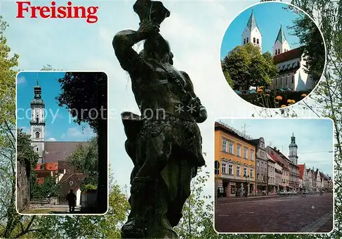 AK / Ansichtskarte Freising_Oberbayern Brunnenfigur Kirchen Freising Oberbayern