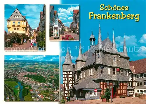 AK / Ansichtskarte Frankenberg_Eder Schmalhorst Hotel Fussgaengerzone Fliegeraufnahme Rathaus Frankenberg Eder