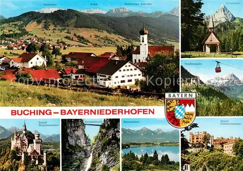 AK / Ansichtskarte Bayerniederhofen Buching Tegelbergbahn Schloss Neuschwanstein Poellatschschlucht Bannwaldsee Hohenschwangau Bayerniederhofen