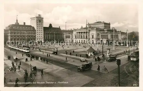 AK / Ansichtskarte Leipzig Augustusplatz mit Neuem Theater und Hochhaus Leipzig