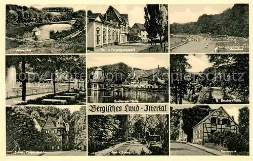 AK / Ansichtskarte Bergisches_Land Ittertal Stauweiher Vergnuegungspark Strandbad Heidberger Muehle Brucker Muehle Schloss Caspersbrueck Park Tannenpark Bergisches_Land