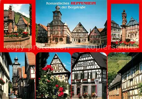 AK / Ansichtskarte Heppenheim_Bergstrasse Brunnen Marktplatz Rathaus Altstadt Fachwerkhaeuser Heppenheim_Bergstrasse