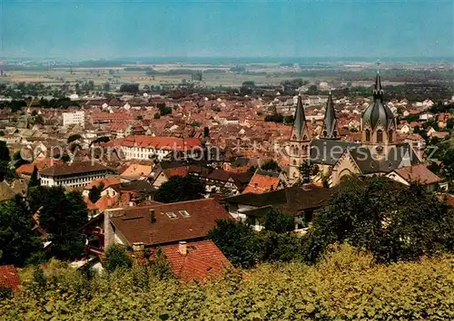 AK / Ansichtskarte Heppenheim_Bergstrasse Stadtbild mit Dom Blick in die Rheinebene Heppenheim_Bergstrasse