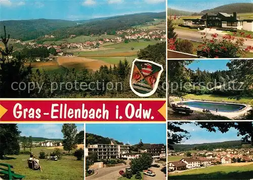 AK / Ansichtskarte Grasellenbach Panorama Kneippkurort Odenwald Nibelungenhalle Teich Grasellenbach