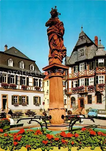 AK / Ansichtskarte Heppenheim_Bergstrasse Marktbrunnen Liebig Apotheke Altstadt Fachwerkhaeuser Heppenheim_Bergstrasse