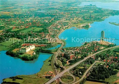 AK / Ansichtskarte Schleswig_Holstein Schlossinsel mit Schloss Gottorp heute Landesmuseum Burgsee Burggraben Schlei Fliegeraufnahme Schleswig_Holstein