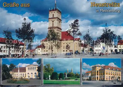 AK / Ansichtskarte Neustrelitz Markt Stadtkirche Schlossgarten Rathaus Neustrelitz