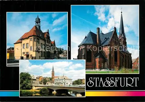 AK / Ansichtskarte Stassfurt Post Evangelische Kirche Bodebruecke Stassfurt