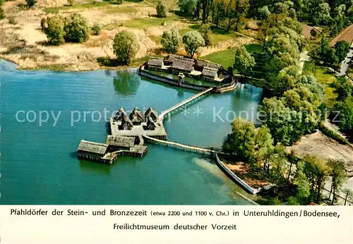 AK / Ansichtskarte Unteruhldingen Pfahldoerfer Stein  Bronzezeit Freilichtmuseum Unteruhldingen