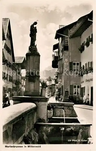 AK / Ansichtskarte Mittenwald_Bayern Marienbrunnen Mittenwald Bayern