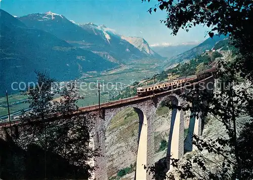 AK / Ansichtskarte Eisenbahn Bern Loetschberg Simplon Bahn Luogelkinviadukt Wallis Eisenbahn