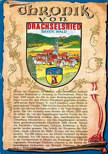 AK / Ansichtskarte Drachselsried Chronik Wappen  Drachselsried