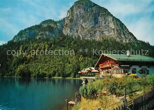 AK / Ansichtskarte Garmisch Partenkirchen Seehaus Pflegersee Gaststaette gegen Koenigstand Ammergauer Alpen Huber Karte Nr 8081 Garmisch Partenkirchen