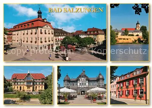 AK / Ansichtskarte Bad_Salzungen Markt Rathaus Burgsee Schnepfenburg Stadtkirche Gradierwerk Bad_Salzungen