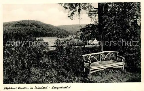 AK / Ansichtskarte Warstein Langenbachtal Ruhebank Warstein