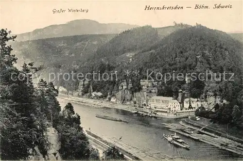 AK / Ansichtskarte Herrnskretschen_Tschechien_Boehmen Grosser Winterberg Panorama Herrnskretschen_Tschechien