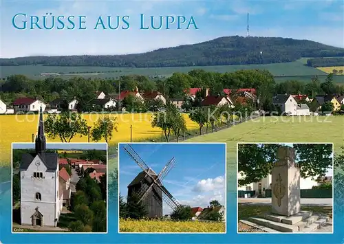 AK / Ansichtskarte Luppa_Oberlausitz Kirche Windmuehle Luppa_Oberlausitz