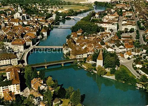 AK / Ansichtskarte Solothurn Stadtbild mit der Aare Fliegeraufnahme Solothurn