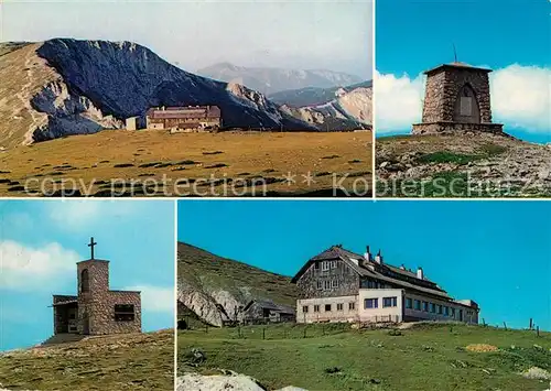 AK / Ansichtskarte Schneeberg_Oesterreich Karl Ludwig Haus Predigtstuhl Heldendenkmal auf Heukuppe Raxkicherl Schneeberg_Oesterreich