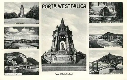 AK / Ansichtskarte Porta_Westfalica Bismarcksaeule Jakobsberg Wittekinds Quelle Kaiser Wilhelm Denkmal Wittekindsberg Haengebruecke Porta_Westfalica