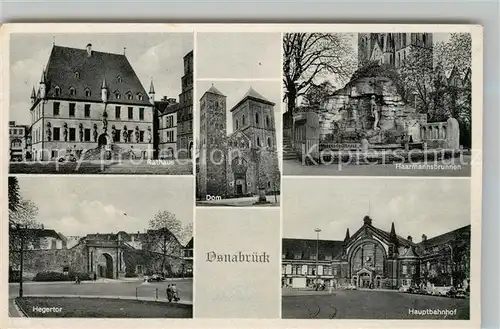 AK / Ansichtskarte Osnabrueck Rathaus Dom Haarmannsbrunnen Hegertor Hauptbahnhof Osnabrueck