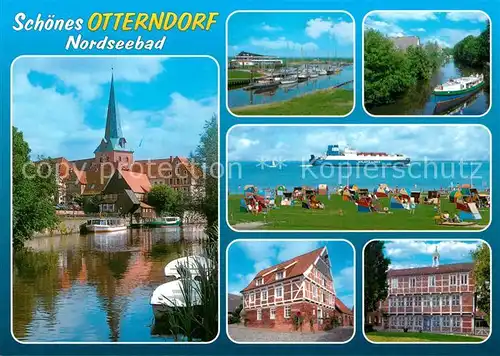 AK / Ansichtskarte Otterndorf_Niederelbe Strand Bullscher Speicher Kirche Lateinschule Hafen Otterndorf Niederelbe