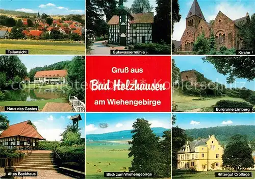 AK / Ansichtskarte Bad_Holzhausen_Luebbecke Gutswassermuehle Kirche Burgruine Limberg Rittergut Crollage  Bad_Holzhausen_Luebbecke