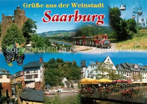 AK / Ansichtskarte Saarburg_Saar Stadtansichten Touristeneisenbahn Burgruine Saarburg Saar