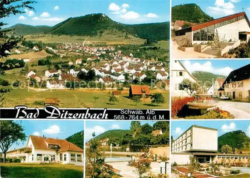 AK / Ansichtskarte Ditzenbach_Bad Panorama Schwimmbad Brunnen Kirche Ditzenbach_Bad