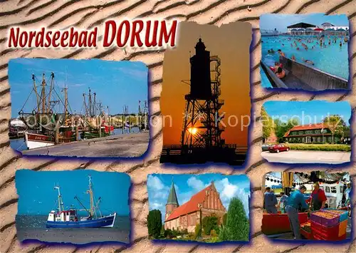 AK / Ansichtskarte Dorum Kirche Hafen Schwimmbad Markt  Dorum