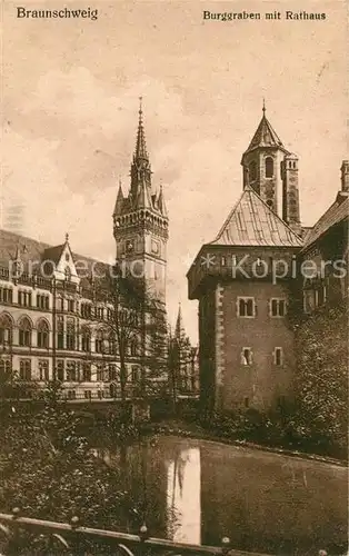 AK / Ansichtskarte Braunschweig Burggraben mit Rathaus Braunschweig