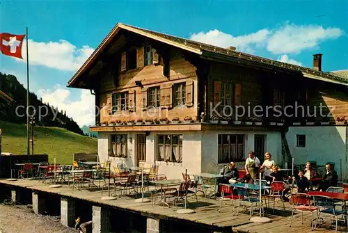 AK / Ansichtskarte Saanenmoeser_Saanen Bergrestaurant Hornberg Sonnenterrasse Saanenmoeser Saanen