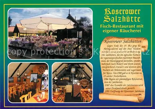 AK / Ansichtskarte Koserow_Ostseebad_Usedom Salzhuetten Fisch Restaurant Chronik Koserow_Ostseebad_Usedom