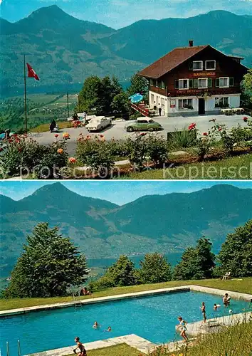 AK / Ansichtskarte Steinen_SZ Cafe Restaurant Spiegelberg Swimming Pool Alpenpanorama Steinen_SZ