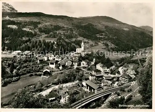 AK / Ansichtskarte Tiefencastel Panorama Julierroute Eisenbahn Posthotel Tiefencastel