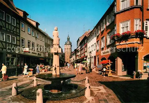 AK / Ansichtskarte Buchen_Odenwald Fussg?ngerzone Pilgrim von Buchheim Brunnen Buchen Odenwald