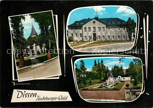 AK / Ansichtskarte Dissen_Teutoburger_Wald Rathaus Kirchplatz Stadtpark Dissen_Teutoburger_Wald