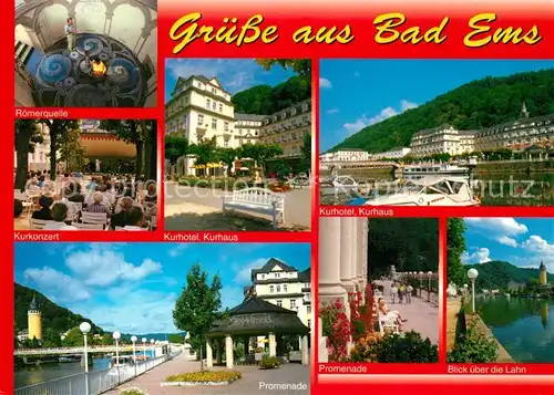 AK / Ansichtskarte Bad_Ems Kuhotel Roemerquelle Kurhotel Promenade Bad_Ems