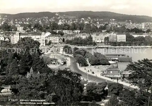 AK / Ansichtskarte Zuerich_ZH Buerkliplatz Quaibruecke und Bellevue Zuerich_ZH